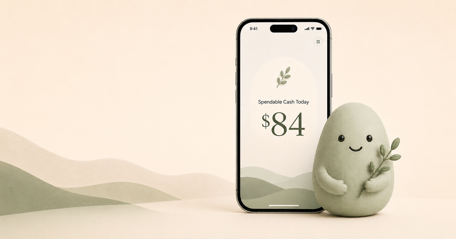 Pip app screen showing Spendable Cash Today beside the Pip character.